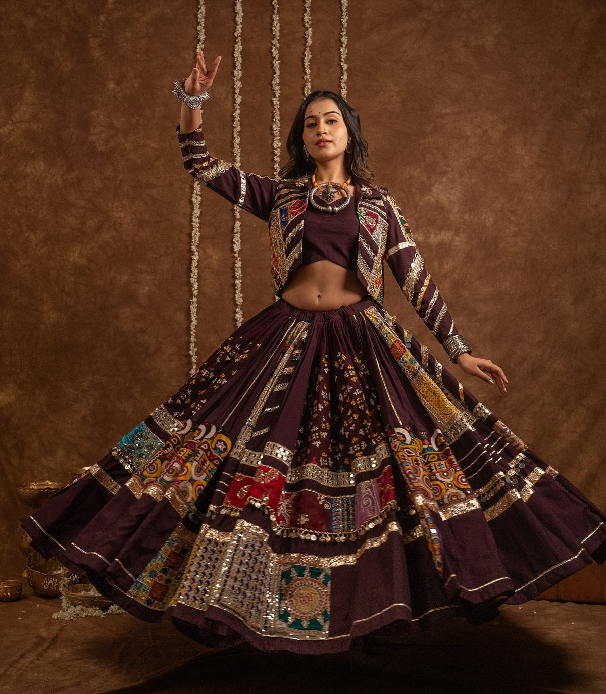 Ghoomar Gujarati Kutchi Floral Hand Embroidery Choli