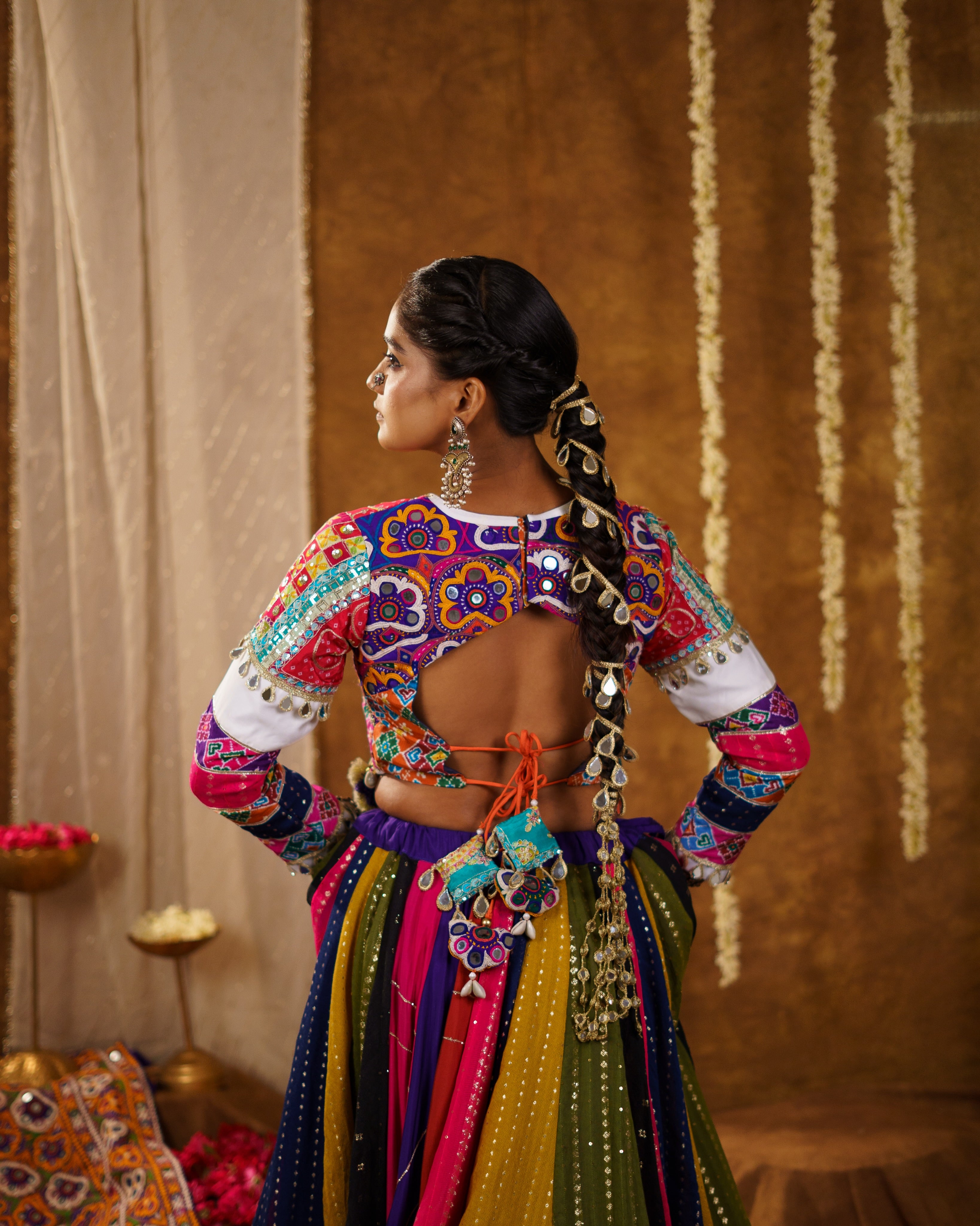 Wisha Vibrant Multicolor Bandhani & Mirror Work Chaniya Choli