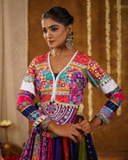 Wisha Vibrant Multicolor Bandhani & Mirror Work Chaniya Choli