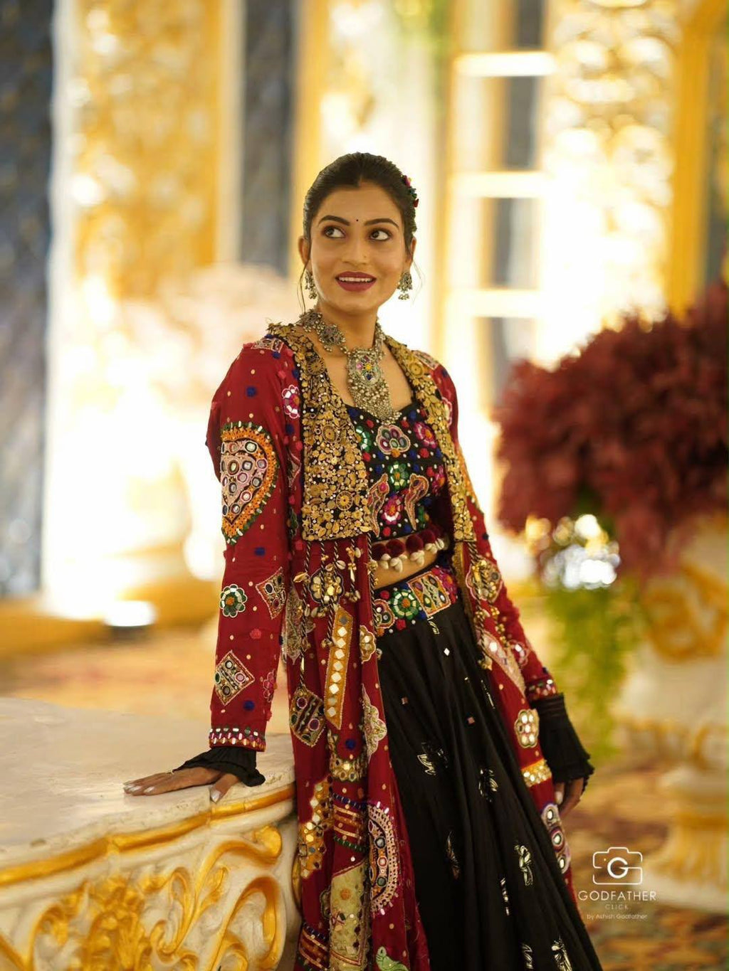 Jamkudi  Traditional Mirror Work Gujarati Outfit